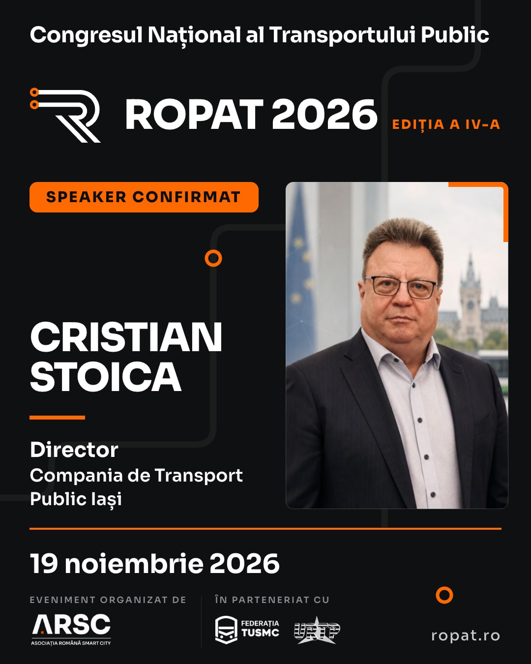 Cristian Stoica, Director General Compania de Transport Public Iași, speaker confirmat la ROPAT 2026