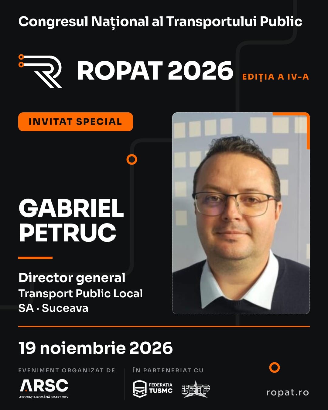 Gabriel Petruc, Director general Transport Public Local SA Suceava, speaker confirmat la ROPAT 2026