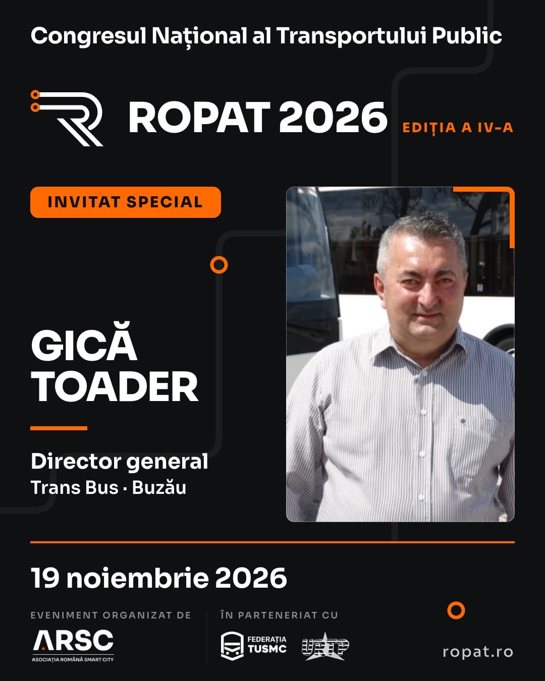 Gică Toader, Director general Trans Bus Buzău, speaker confirmat la ROPAT 2026