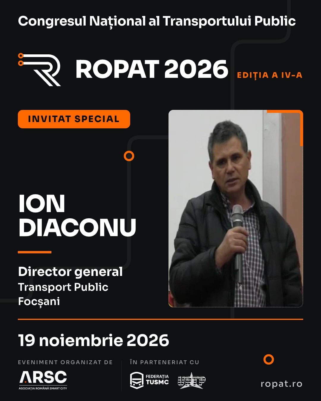 Ion Diaconu, Director general Transport Public Focșani, speaker confirmat la ROPAT 2026