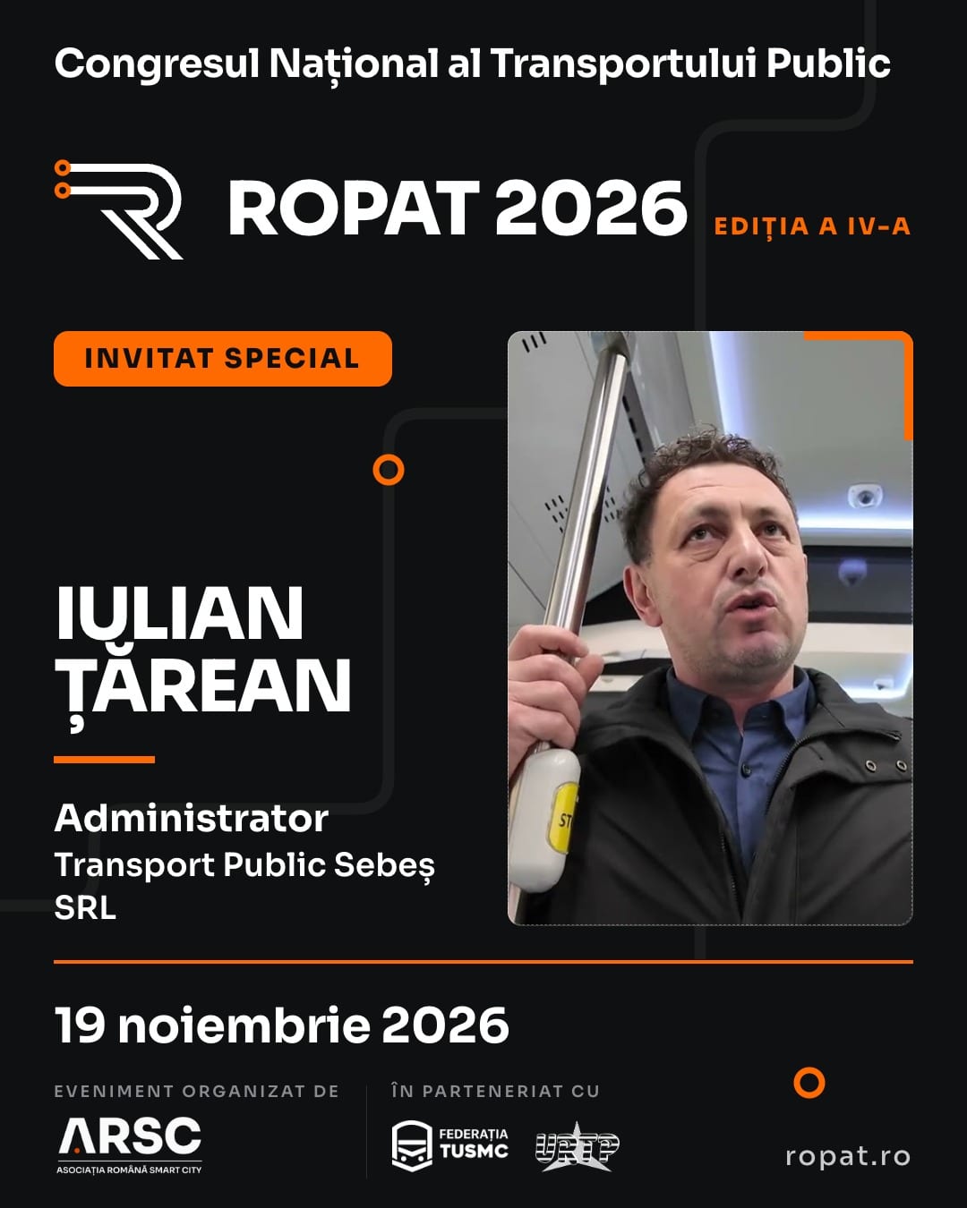 Iulian Țărean, Administrator Transport Public Sebeș SRL, speaker confirmat la ROPAT 2026