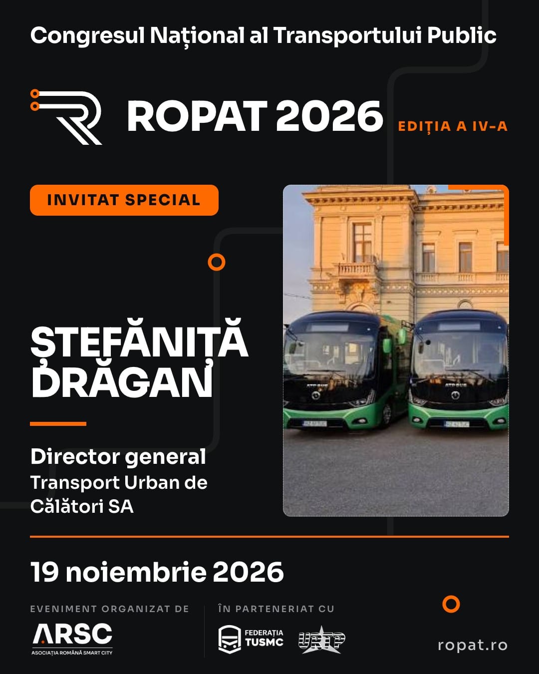 Ștefăniță Drăgan, Director general Transport Urban de Călători SA, speaker confirmat la ROPAT 2026