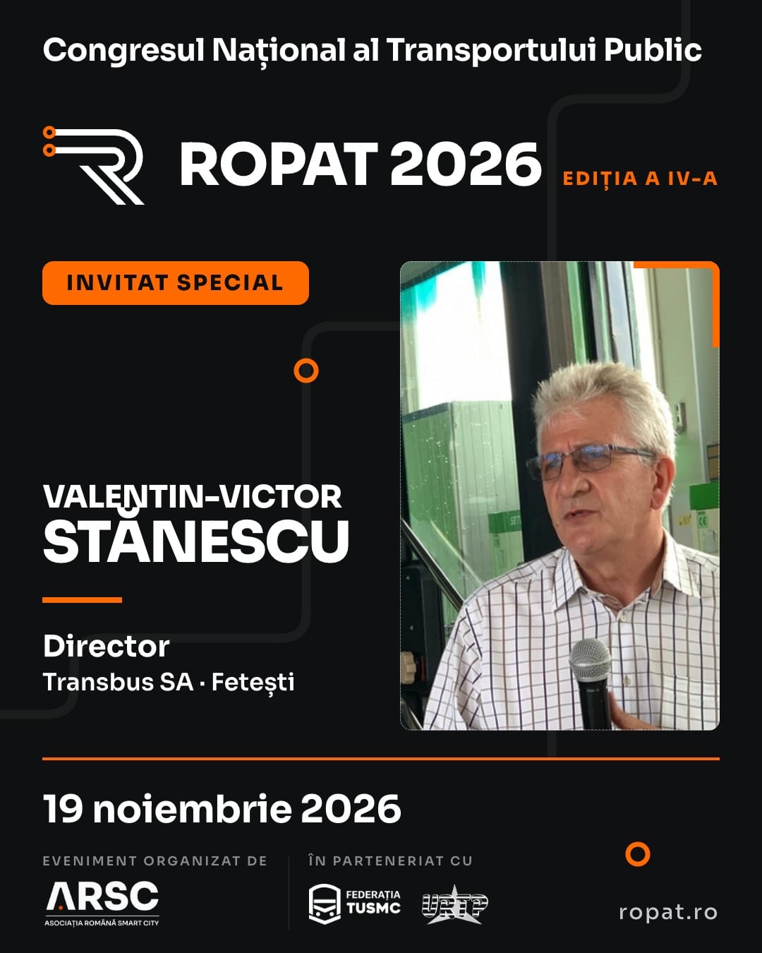 Valentin-Victor Stănescu, Director Transbus SA Fetești, speaker confirmat la ROPAT 2026